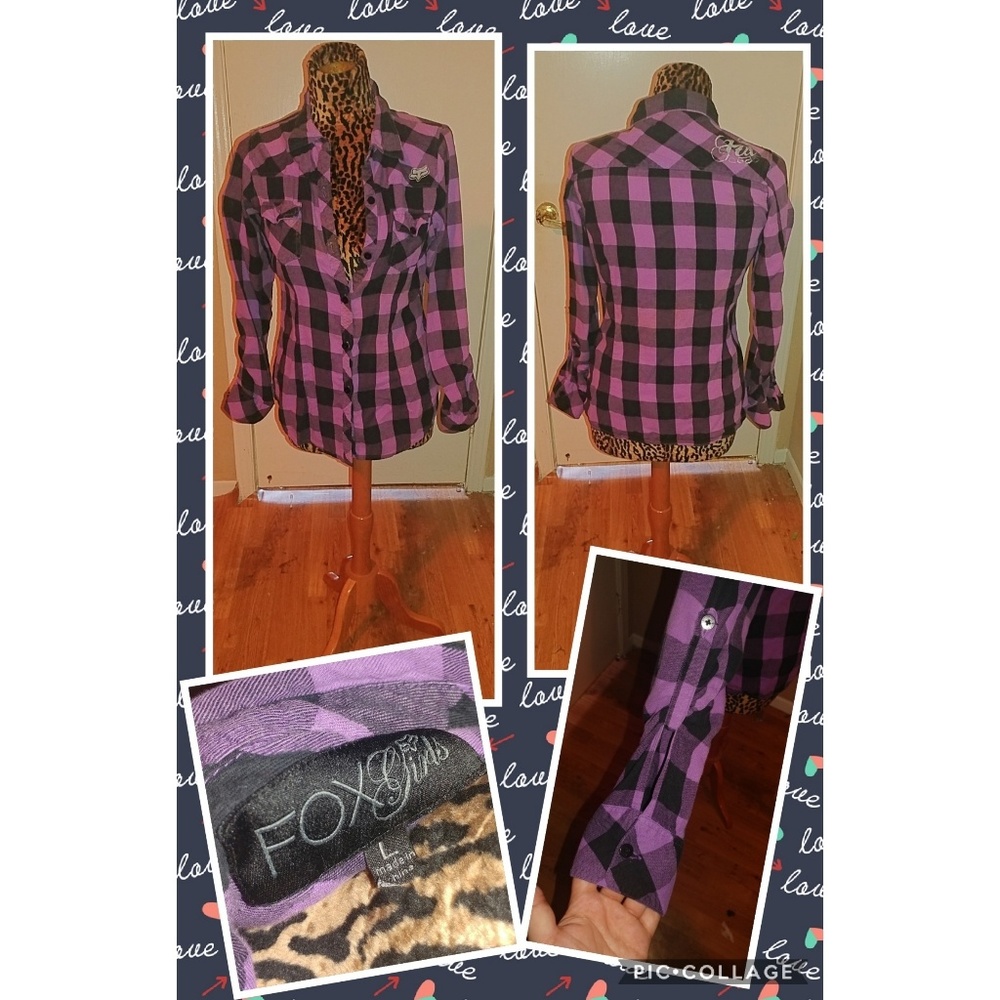 Fox Girls Purple Plaid Shirt